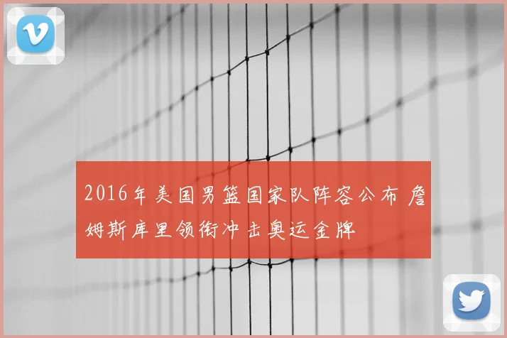 2016年美国男篮国家队阵容公布 詹姆斯库里领衔冲击奥运金牌
